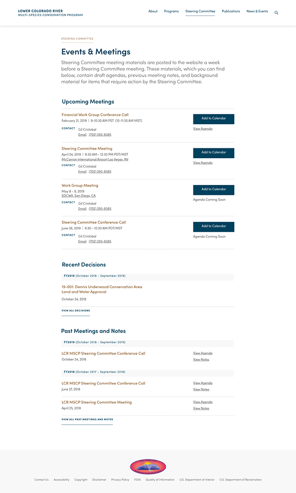 LCR MSCP events and meetings page